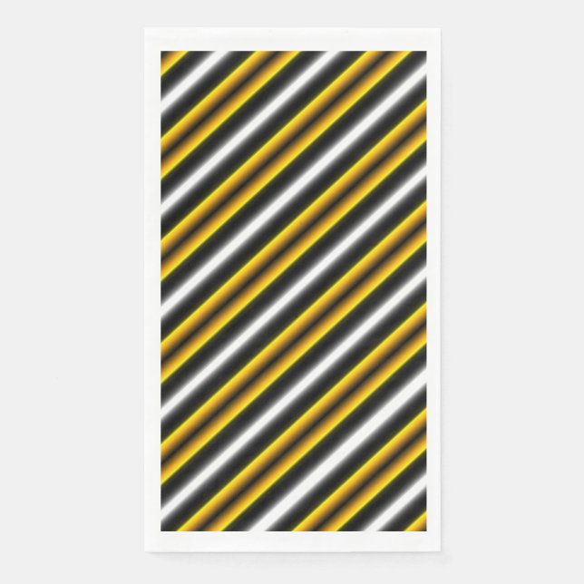 Yellow Black White Rainbow Stripes Paper Guest Towels (Front)