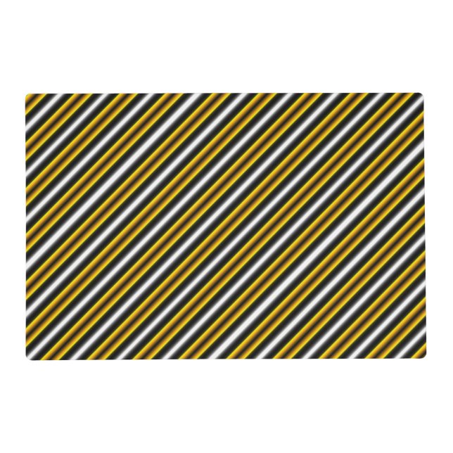 Yellow Black White Rainbow Stripes Placemat (Front)