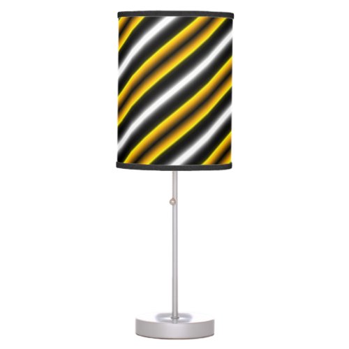 Yellow Black White Rainbow Stripes Table Lamp