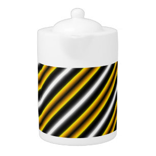 Yellow Black White Rainbow Stripes Teapot