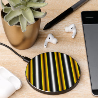 Yellow Black White Rainbow Stripes Wireless Charger