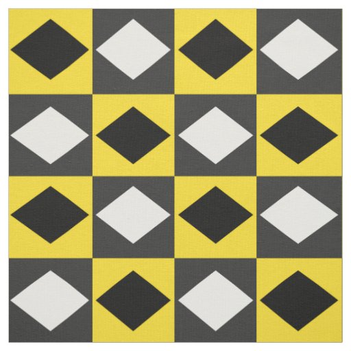 Yellow Black White Rhombus Diamond Shape  Fabric