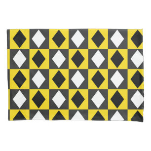 Yellow Black White Rhombus Diamond Shape  Pillow Case
