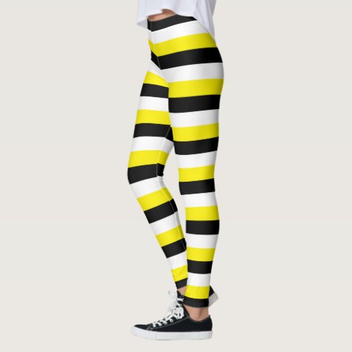 Yellow Black White Stripes Leggings