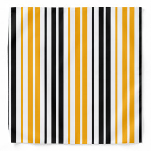 Yellow Black White Stripes Pattern Design  Bandana