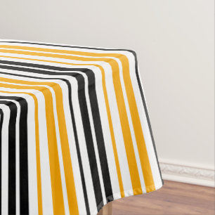 Yellow Black White Stripes Pattern Design Tablecloth