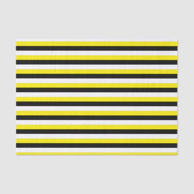 Yellow Black White Stripes Tissue Paper (Front)