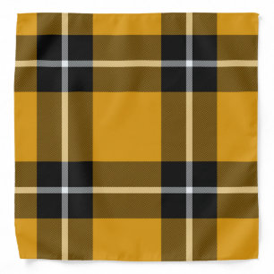 Yellow, Black, White Tartan Plaid Pattern Bandana