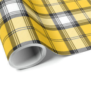 Yellow Black White Tartan Plaid Scottish Pattern Wrapping Paper