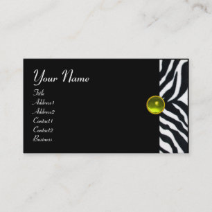 YELLOW  BLACK WHITE ZEBRA FUR MONOGRAM,Topaz Business Card