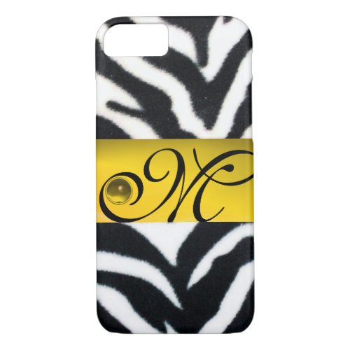 YELLOW BLACK WHITE ZEBRA FUR MONOGRAMTopaz iPhone 87 Case