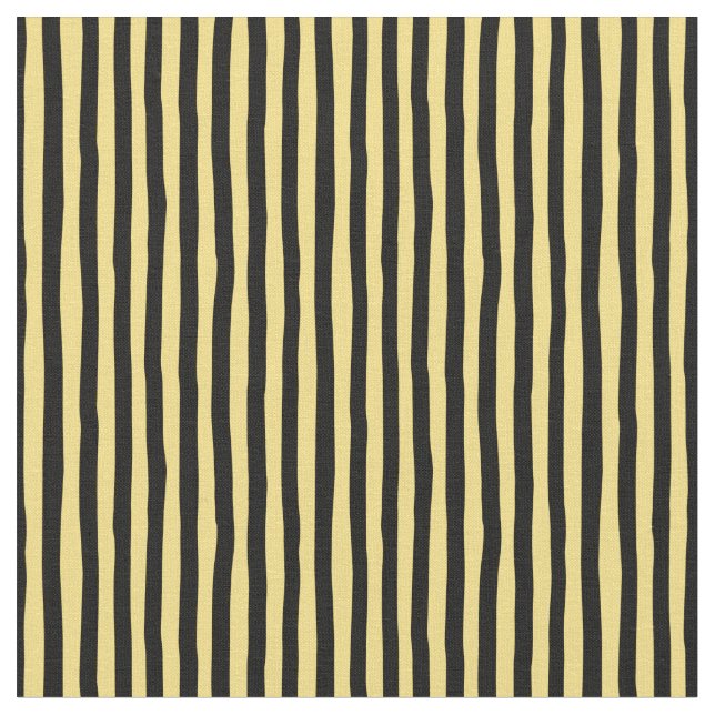 Yellow & Black Wonky Stripes Fabric (Close Up)