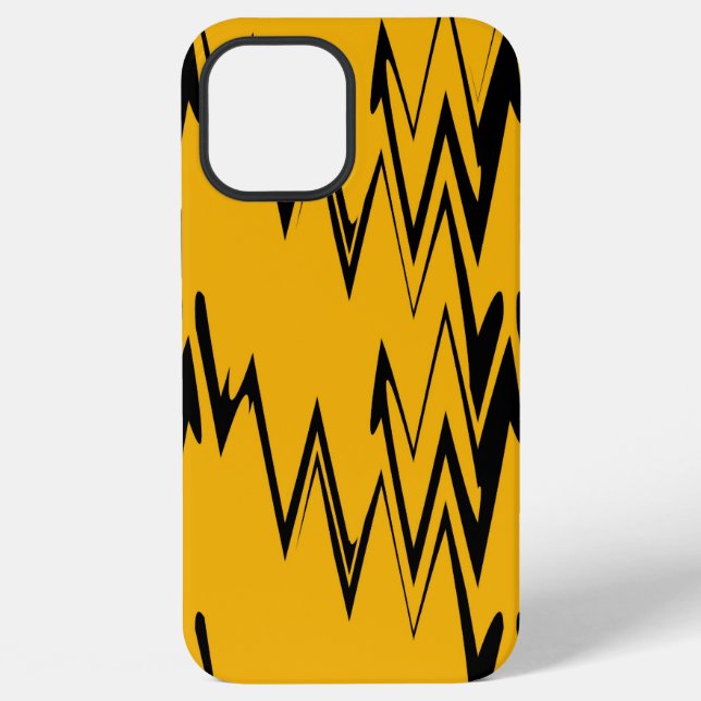 Yellow  Black Zigzag Pattern Iphone Case (Back)