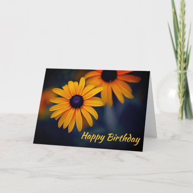 Yellow Blackeyed Susan Garden Flower Birthday Card (Front)