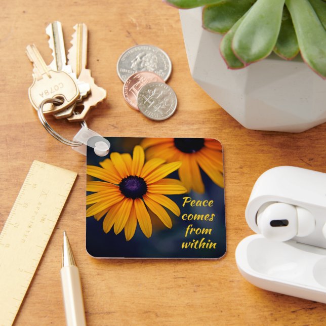 Yellow Blackeyed Susan Garden Flower Motivational Keychain (Desk)