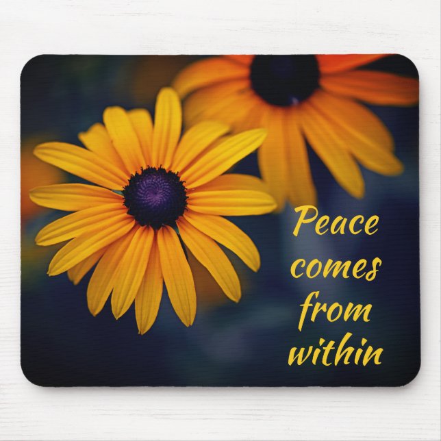 Yellow Blackeyed Susan Garden Flower Motivational Mouse Pad (Front)