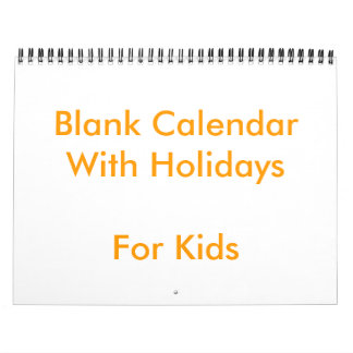 Yellow Blank Calendar With Holidays For Kids