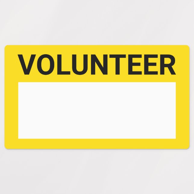 Yellow Blank Volunteer Badge Labels (Design 1)