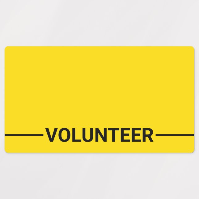 Yellow Blank Volunteer Badge Labels (Design 1)