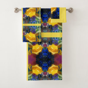 Yellow Bloom Rose Bath Towel Set