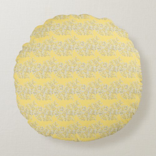 Yellow Blossom Round Throw Cushion