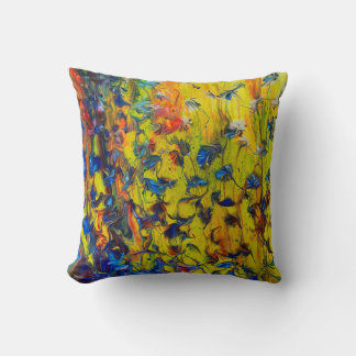 Yellow Blue Abstract Garden Throw Pillow