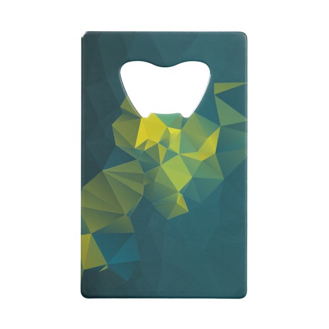 Yellow Blue Abstract Geometric Pyramid Pattern Credit Card Bottle Opener (Front)