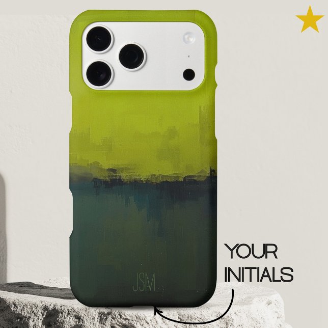 Yellow Blue Abstract Modern Art Custom Name  iPhone Case (Creator Uploaded)