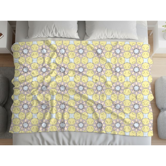 Yellow, blue and gray geometric patterned  fleece blanket (Creator Uploaded)