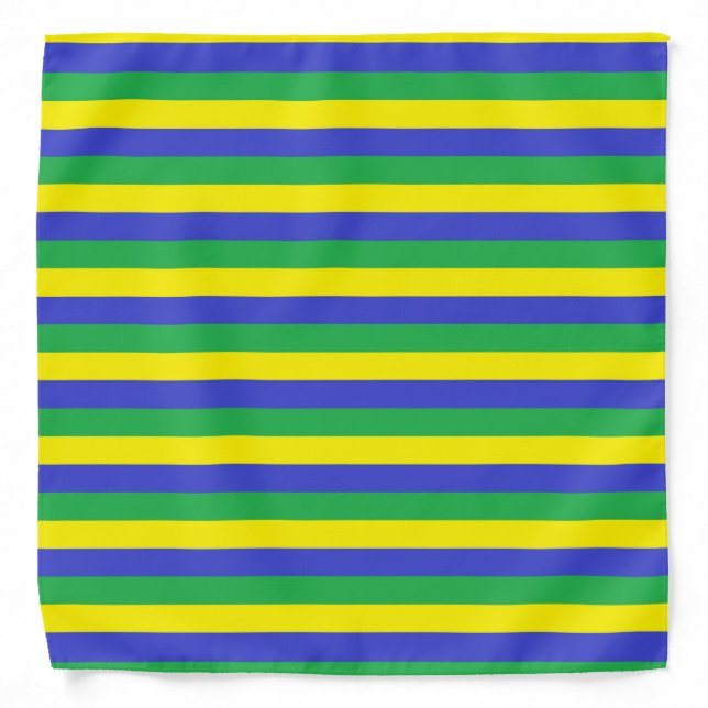 Yellow, Blue and Green Stripes Bandana (Front)