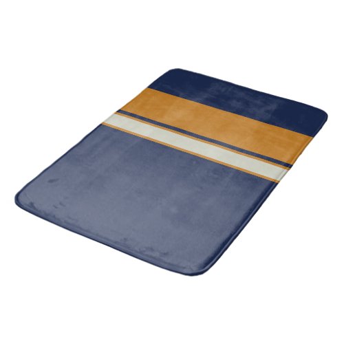 Yellow Blue and Pearl Stripes   Bath Mat