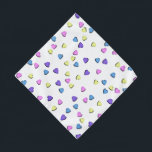 Yellow, Blue and Pink Hearts Bandana<br><div class="desc">* Great for Valentine's Day or year round. * Two size options * Perfect for pets and their owners. * * Cover your mouth or hair, use as a fashion accessory around your neck or in your pocket. * Yellow, Blue and Pink Hearts on a yellow design covers this square...</div>