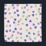 Yellow, Blue and Pink Hearts Bandana<br><div class="desc">* Great for Valentine's Day or year round. * Two size options * Perfect for pets and their owners. * * Cover your mouth or hair, use as a fashion accessory around your neck or in your pocket. * Yellow, Blue and Pink Hearts on a yellow design covers this square...</div>