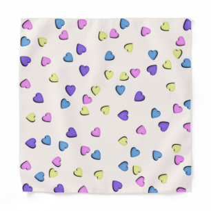 Yellow, Blue and Pink Hearts Bandana