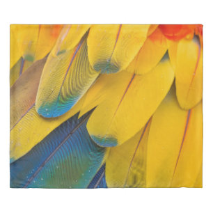 Yellow blue and red birds of paradise flower duvet cover