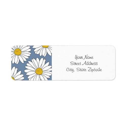 Yellow Blue and White Daisies Label