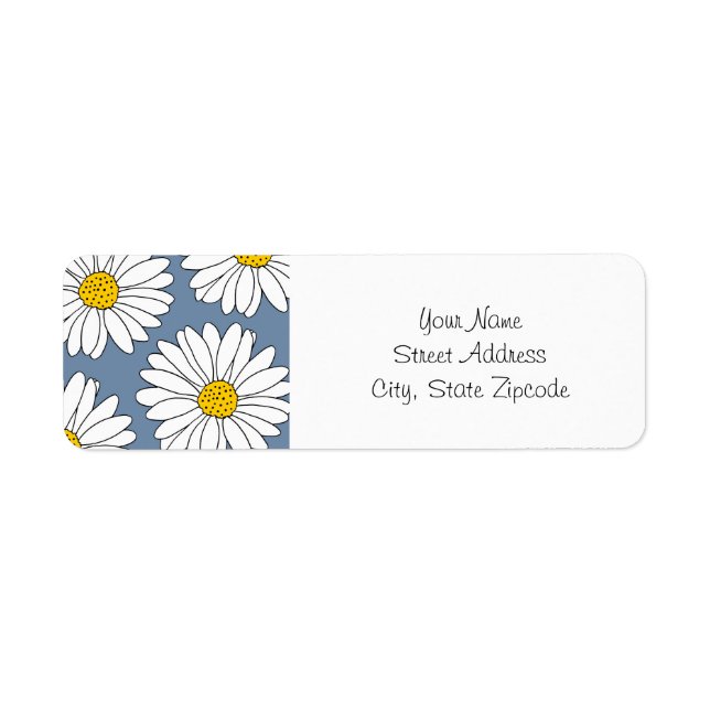 Yellow Blue and White Daisies Label (Front)