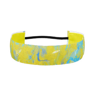Yellow, Blue and White Swirls  Athletic Headband