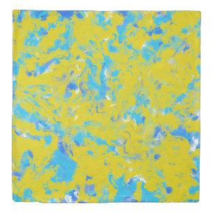 Yellow, Blue and White Swirls  Duvet Cover
