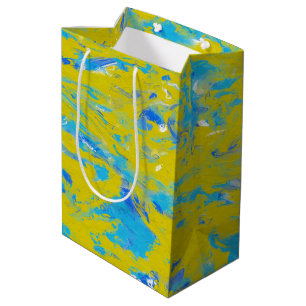 Yellow, Blue and White Swirls Medium Gift Bag