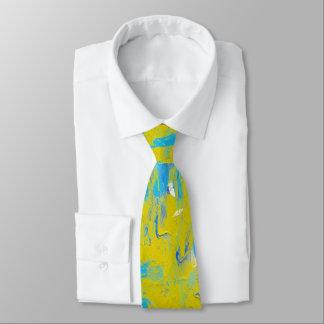 Yellow, Blue and White Swirls Neck Tie
