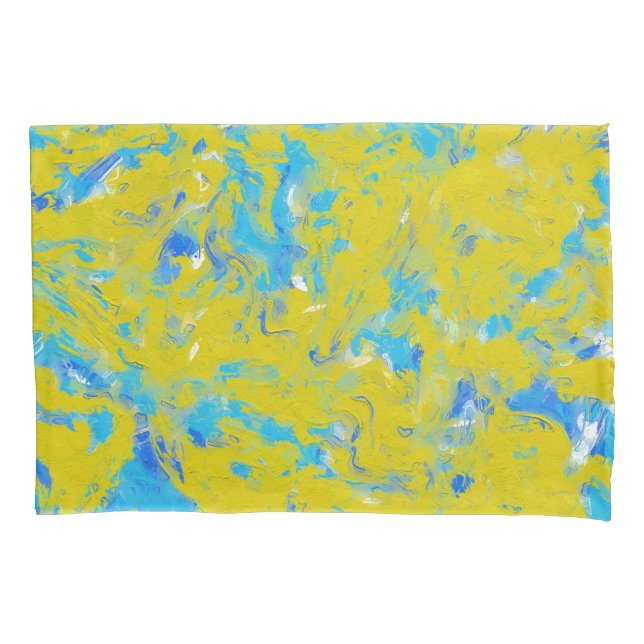 Yellow, Blue and White Swirls  Pillow Case (Front)