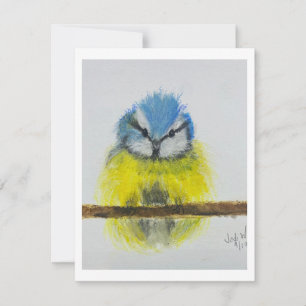 Yellow Blue Bird Note Card Original Art
