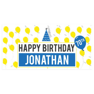 Yellow Blue Birthday Banner Party Decor Any Age