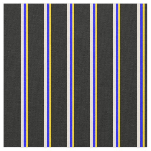 Yellow, Blue, Bisque & Black Stripes Fabric