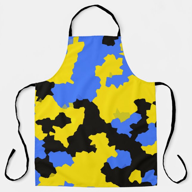 Yellow Blue Black Abstract Design Apron (Front)