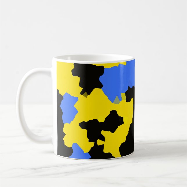 Yellow Blue Black Abstract Design Coffee Mug (Left)