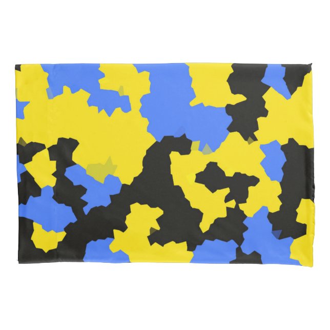 Yellow Blue Black Abstract Design Pillow Case (Front)