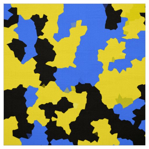 Yellow Blue Black Abstract Pattern Fabric