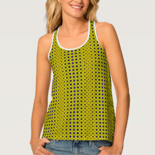 Yellow, blue, black flowers tank top